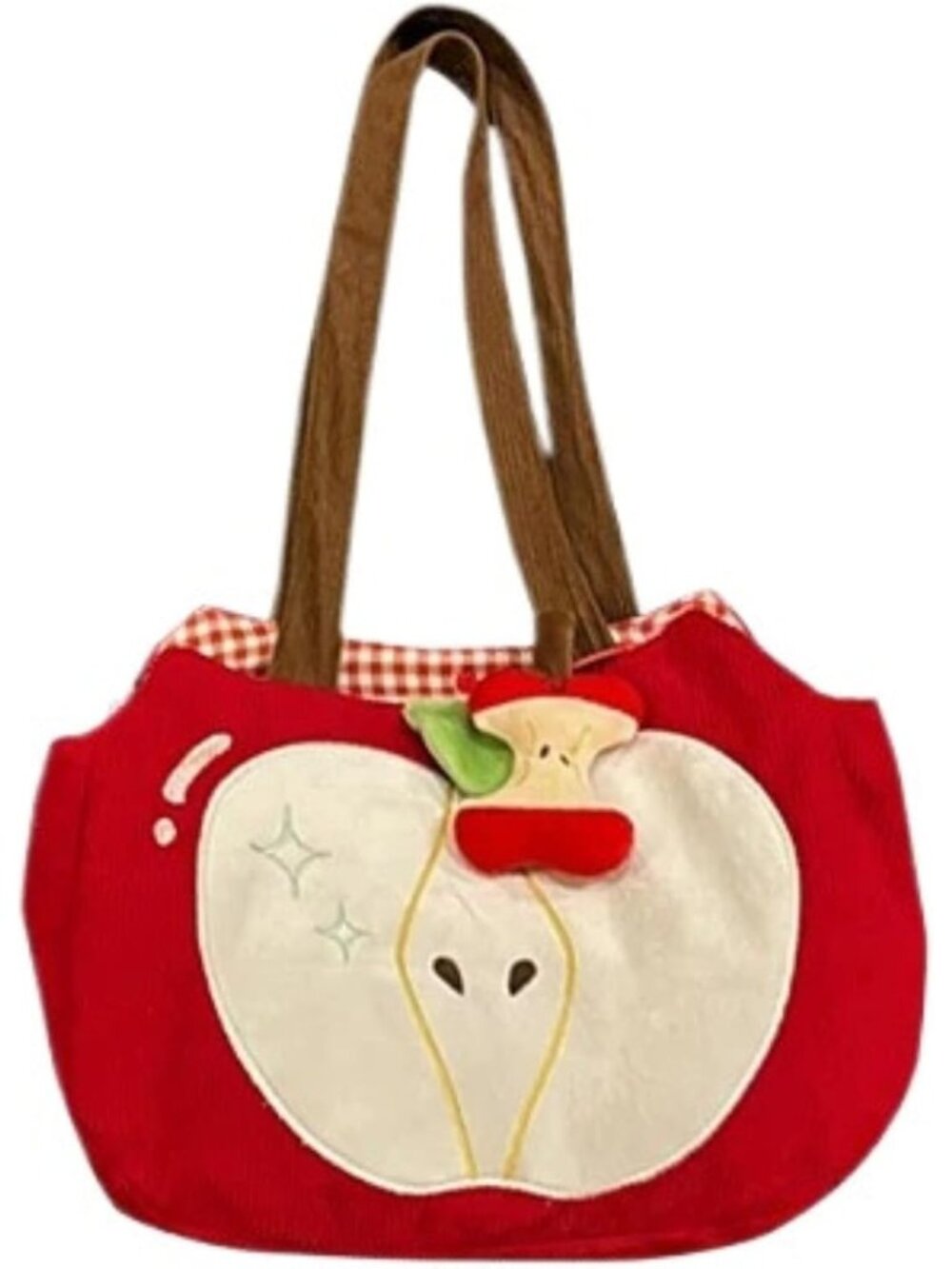 Whimsy Twee Corduroy Tote Bag for Women Whimsical Funky Fruit Purse